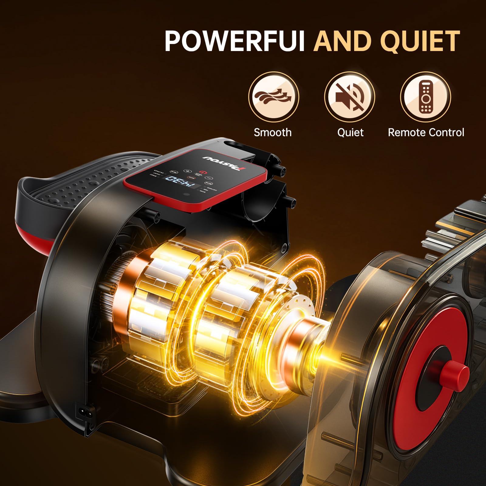 Pasyou Mini Elíptica Eléctrica, Pedaleador Electrico, Máquina Elíptica Bajo Escritorio, Ejercitador De Pedales para Piernas Y Pies para Personas Mayores, 12 Velocidades Ajustables, con Control Remoto