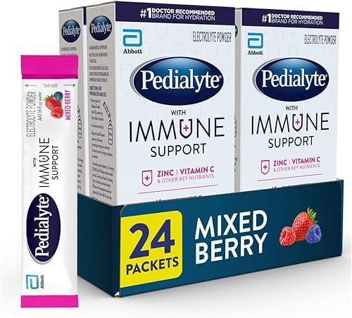 Pedialyte Con apoyo inmunológico electrolitos con vitamina C y zinc hidratación avanzada con prebióticos preactivos bayas mixtas paquetes de polvo