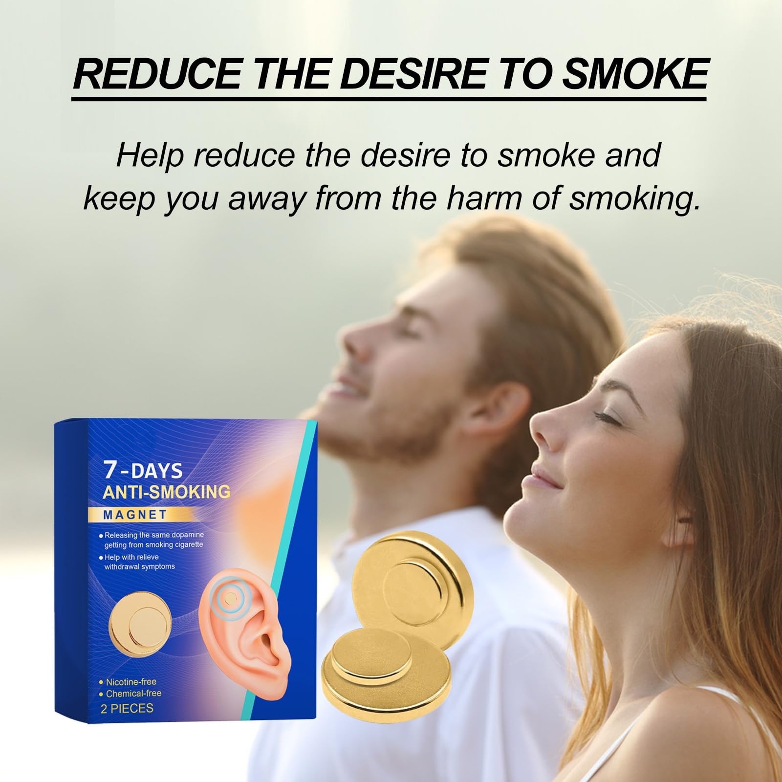 Aimants auriculaires naturels pour arrêter de fumer - Efficaces en 7 jours, sans nicotine ni produits chimiques, aident à réduire la dépendance au tabac, masseur d'acupression portable