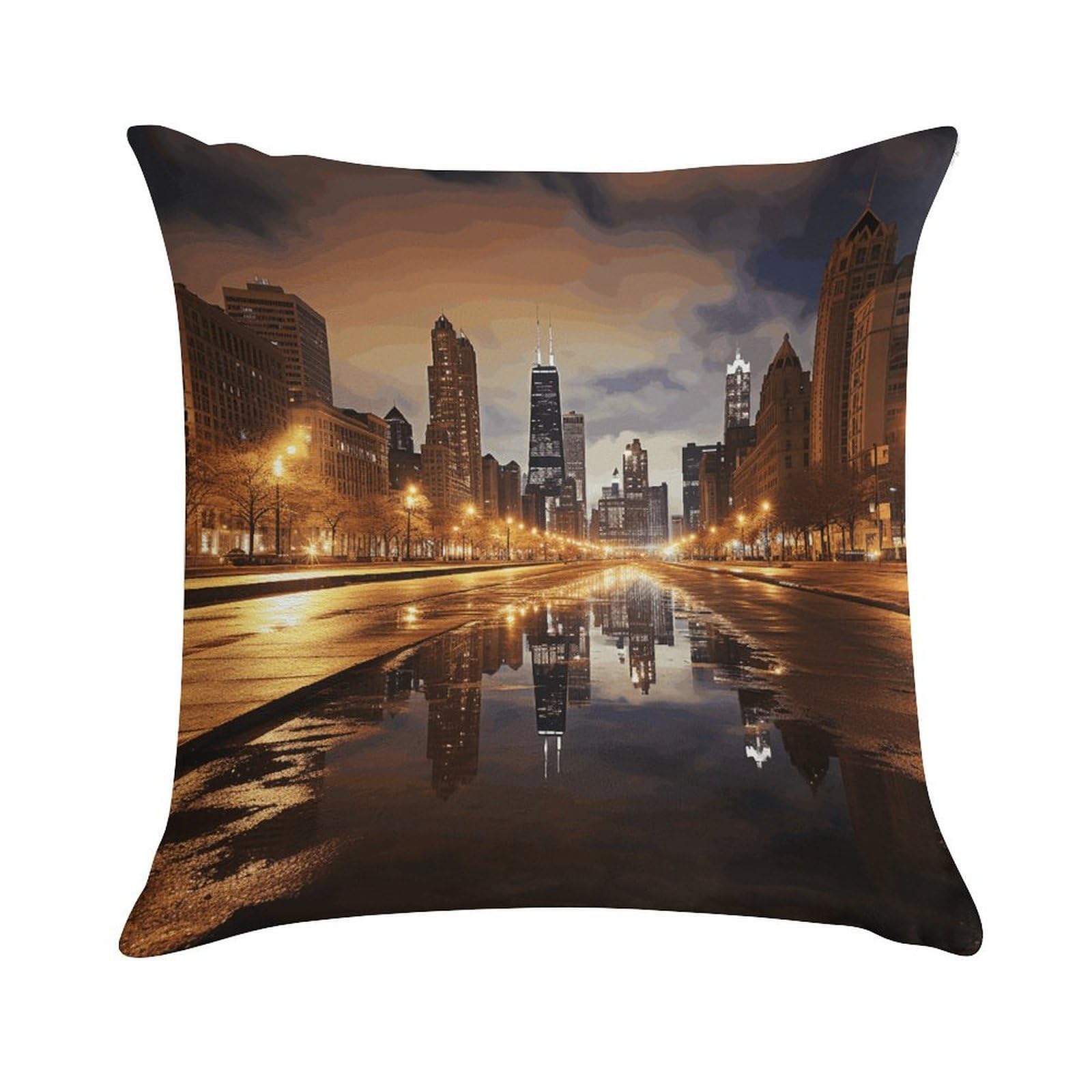 VstaDank Chicago Throw Pillow Cover Square Lumbar Throw Pillow Case Soft Decorative Cushion Cases Short Plush Pillowcase with Zipper Luxury Cozy Pillows Shams for All Seasons