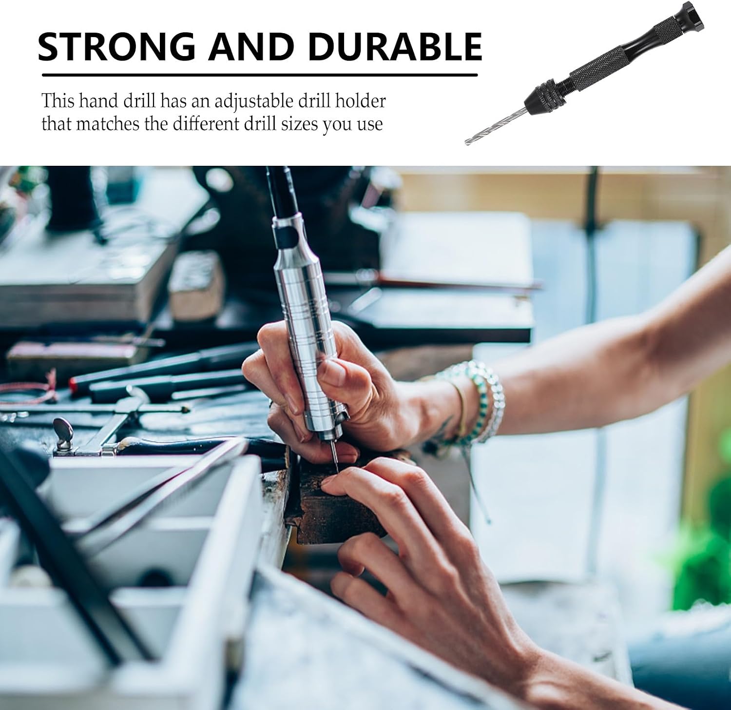 Alipis 26pcs Black Hand Drill Set with Pin Vise Manual Rotary Tools Kit for Jewelry Making, Woodworking, and Model Carving