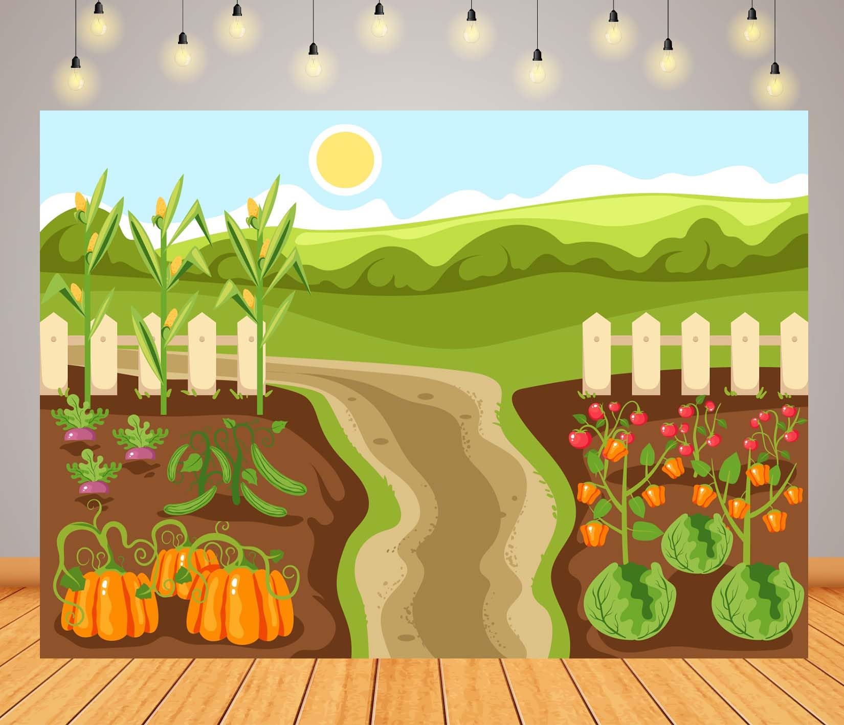 BELECO 3.6x3m Telo sfondo orto vegetale | Zucche mais pomodori terreno agricolo verde sfondo tema fattoria ritratti bimbi adulti studio foto