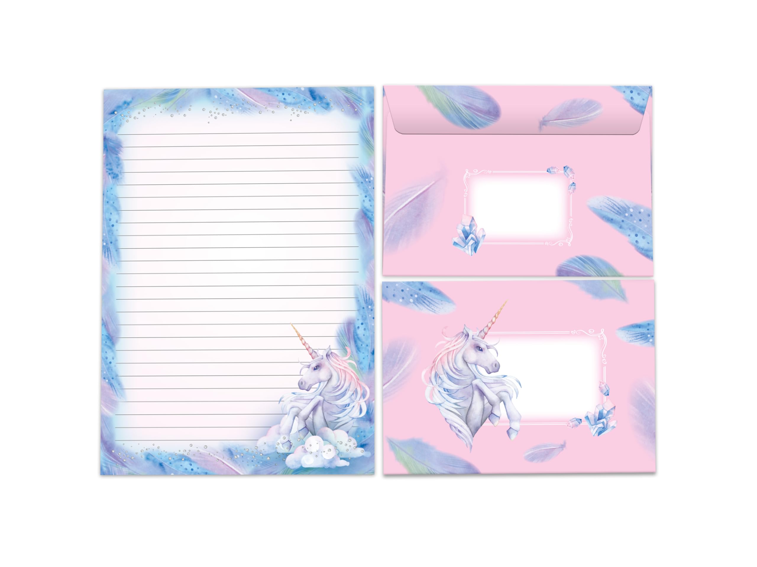 Lot Papier à Lettre Avec Enveloppes Pour Filles - Thème Chevaux, A5 Ligné + 15 Enveloppes