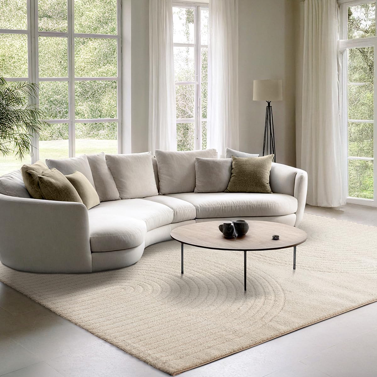 the carpet Elisa, tappeto moderno per soggiorno, design geometrico, alta densità di pelo e piacevolmente morbido, crema, 200 x 280 cm