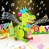 Musical Dinosaur Birthday Card Light & Music Birthday Cards Music Pop Up Birthday Card Happy Anniversary Card for All Occasions with Envelope