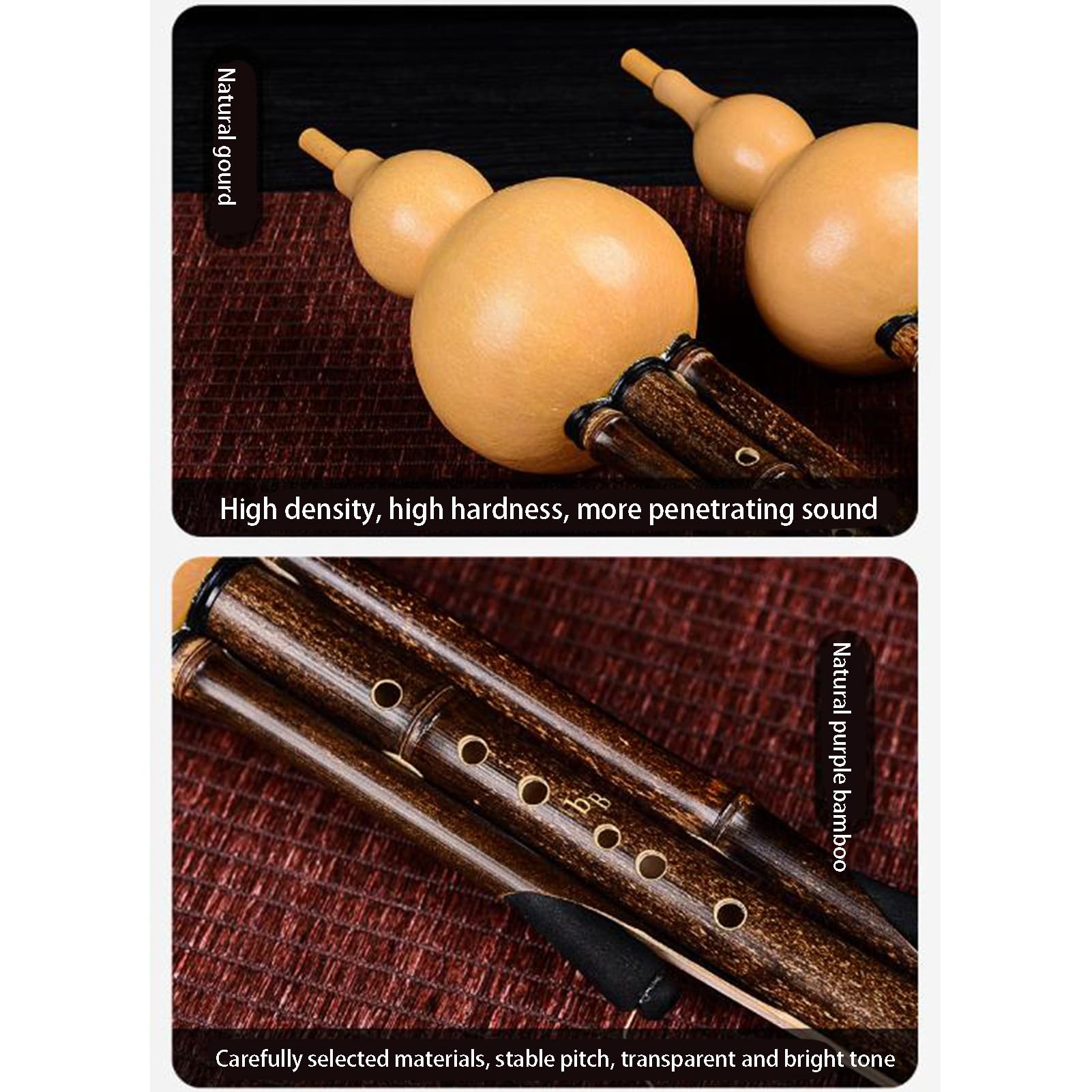 Chinesische Hulusi-Flöte,handgefertigtes Hulusi-Ethno-Musikinstrument | Mit Koffer for Anfänger-Musikliebhaber, Blasinstrument(Minor D key)