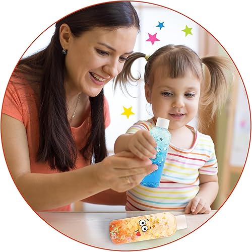 Miniatura 2 de Kits de botellas sensoriales, suministros para niños de 1 a 3 años, suministros de esquina tranquila con purpurina, 2 recipientes divertidos y