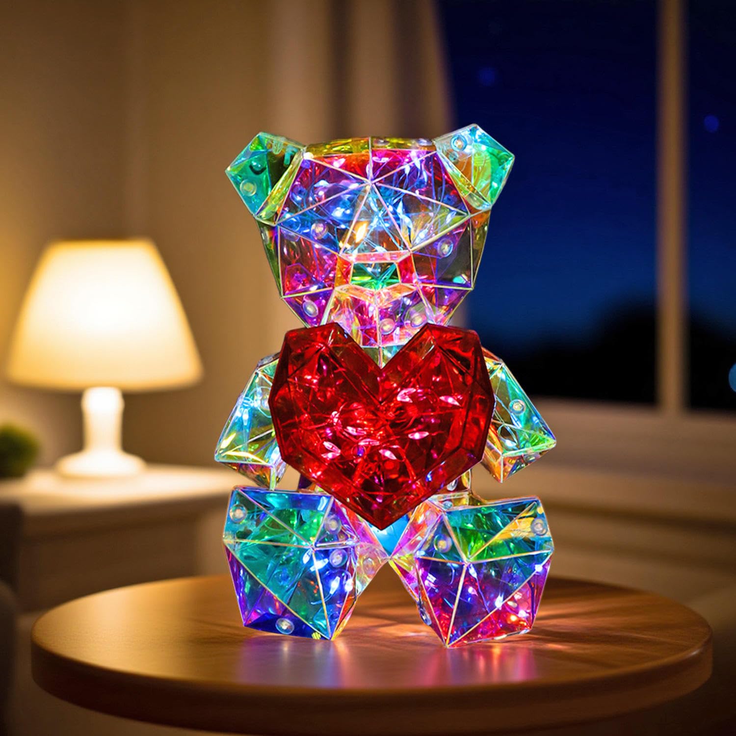 Teddy LED Light, Night Lamp for Kids, Night Light for Bedroom, Birthday Gift for Kids, Cute Table Lamp, Rechargeable Lamps with Charging Plug, Valentine Gift for Girlfriend (Multicolor)