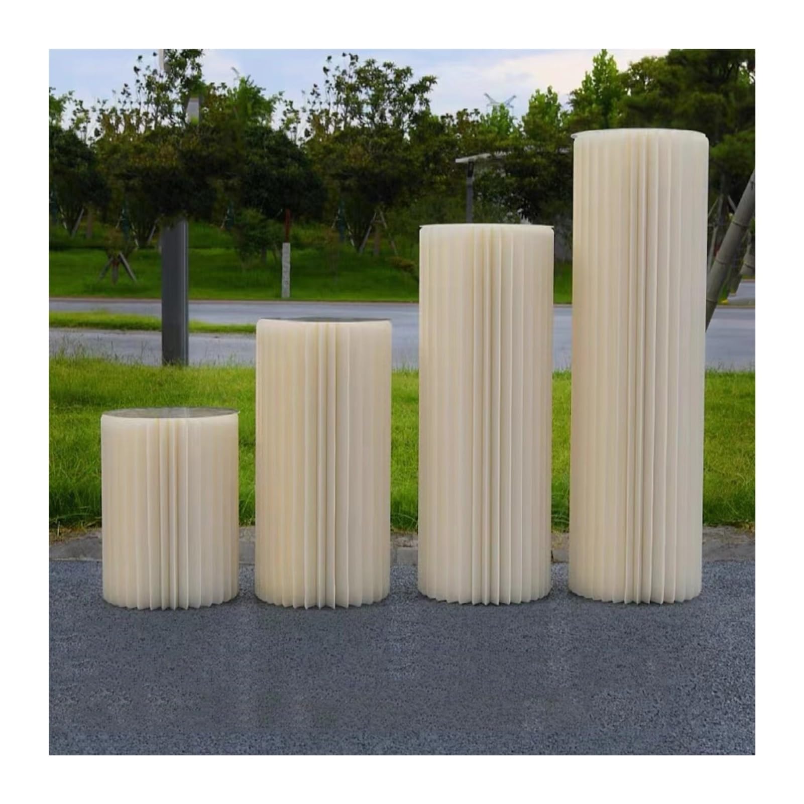 YTBHSHXZ plinth， Wedding Centerpieces Display, Cylinder Flower Stand Paper Roman Pillar(Beige,C)