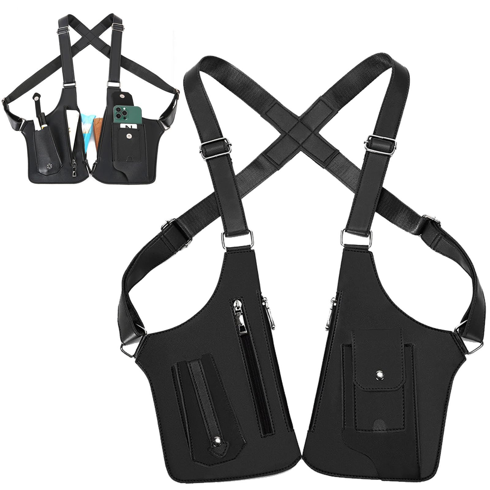 MINGJAY Männer Achseltasche Doppelriemen,Verstellbare Achselholster Tasche,Anti-Diebstahl Schulterholster,Diebstahlsichere Unterarmtasche,Brusttasche für Reise,Business & Outdoor