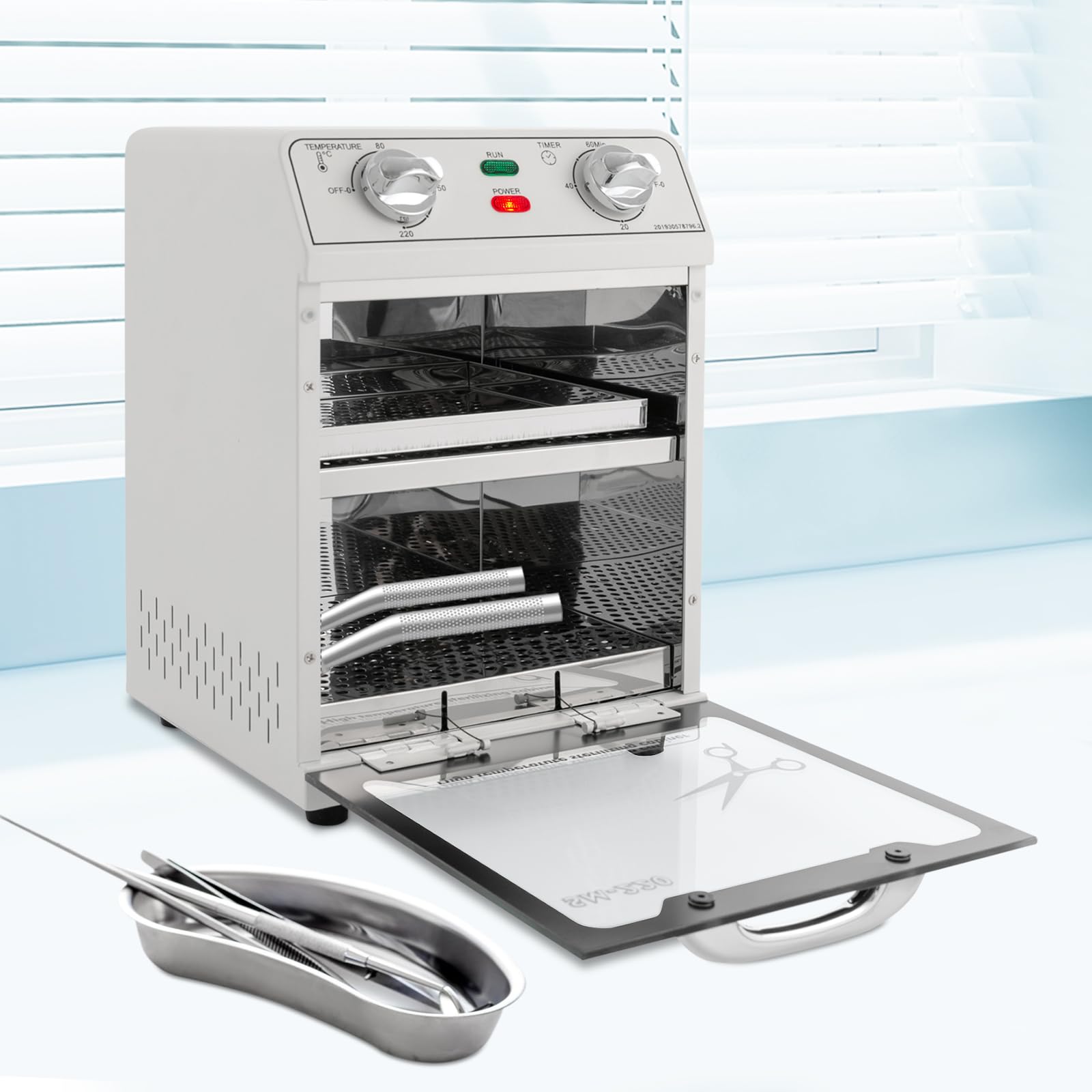 Sterilizzatore ad alta temperatura, 600 W, 220 °C, sterilizzatore a calore secco | Sterilizzatore ad aria calda da 0 a 60 minuti, per studi di pedicure, parrucchieri, saloni per unghie