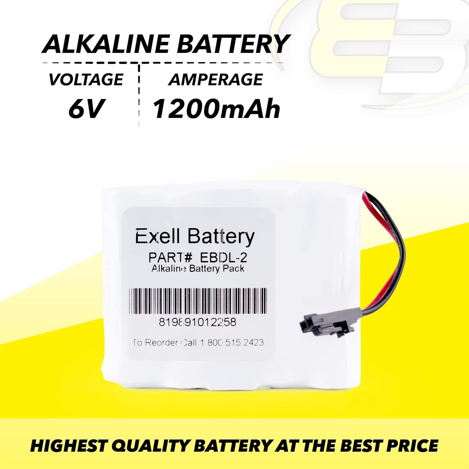 Exell Battery 24x Door Lock 6V 4-Cell Battery Pack Fits Saflok 54990 Replaces HTL1, 884955, EDL4AS, HTL17, IC, DRY5565, Passport, PMI54990, S54490, SL2500, System 5000