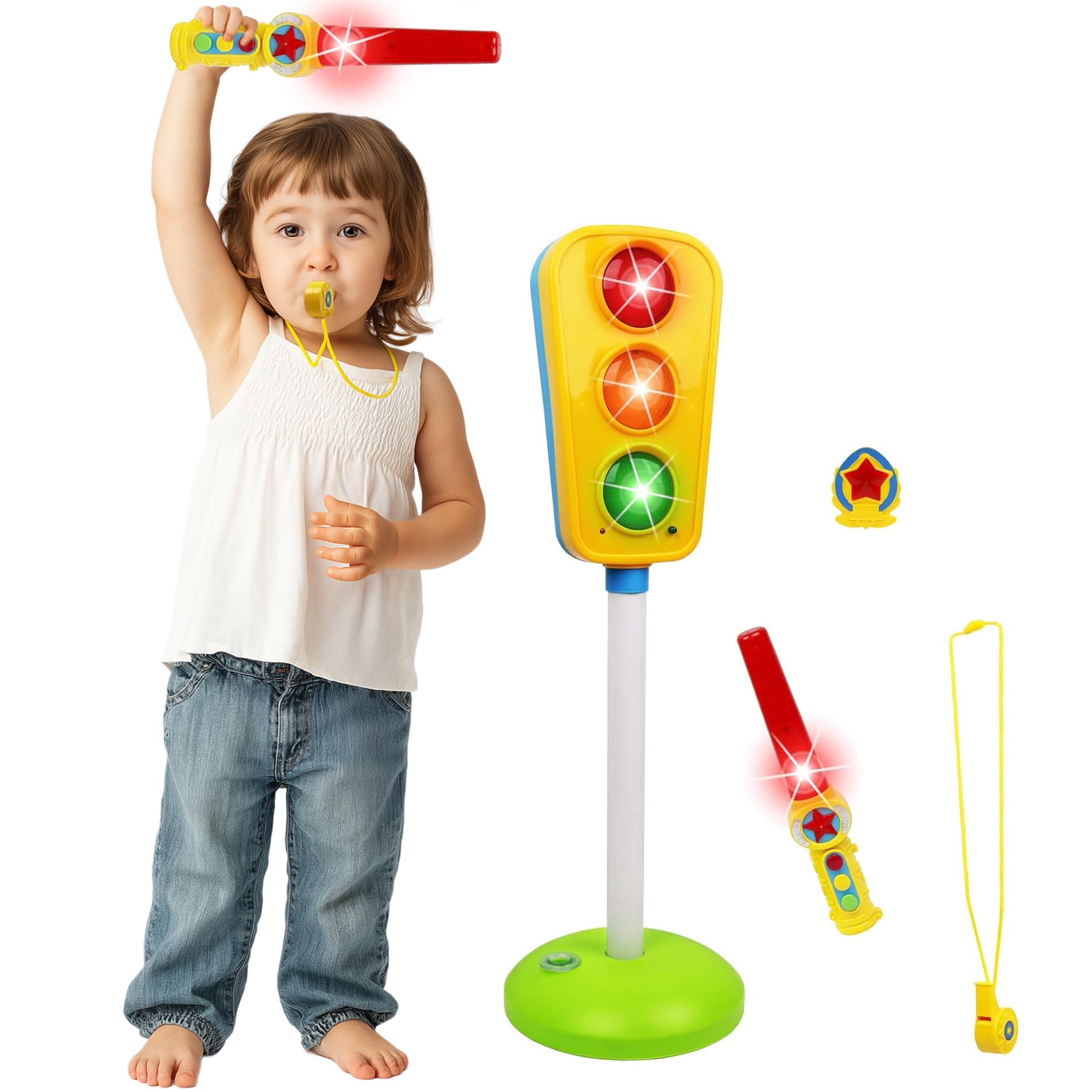 Jouet Feu De Circulation Enfant Avec LED, Sons Et Accessoires – Signalisation Routière éducative Pour Apprendre La Sécurité En S’amusant