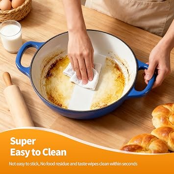 Oval Dutch Oven for Bread Baking, 3QT Enameled Cast Iron Oval Dutch Oven Pot and Dual Handles, Ceramic Sourdough Bread Baker with Bread Dome, Cooking, Frying, Non-stick Enamel Coated Cookware