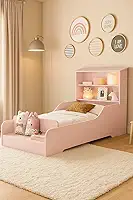 Mini Cama Liz Infantil Casinha Com Prateleiras E Proteção Lateral (Rose)