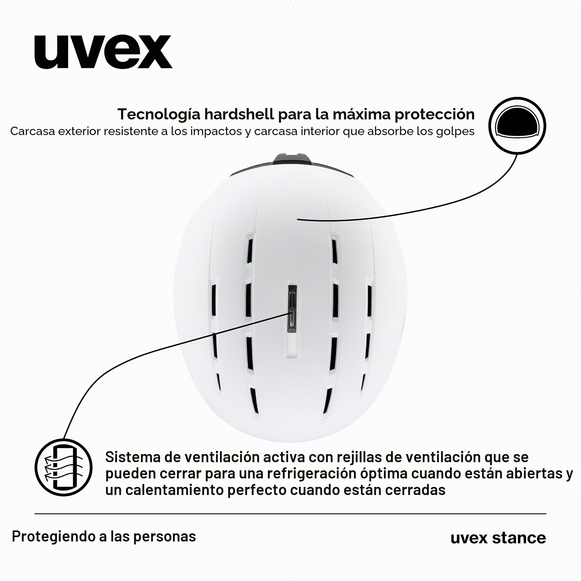 uvex stance Casco de esquí, Adultos unisex, white matt, 54-58 cm