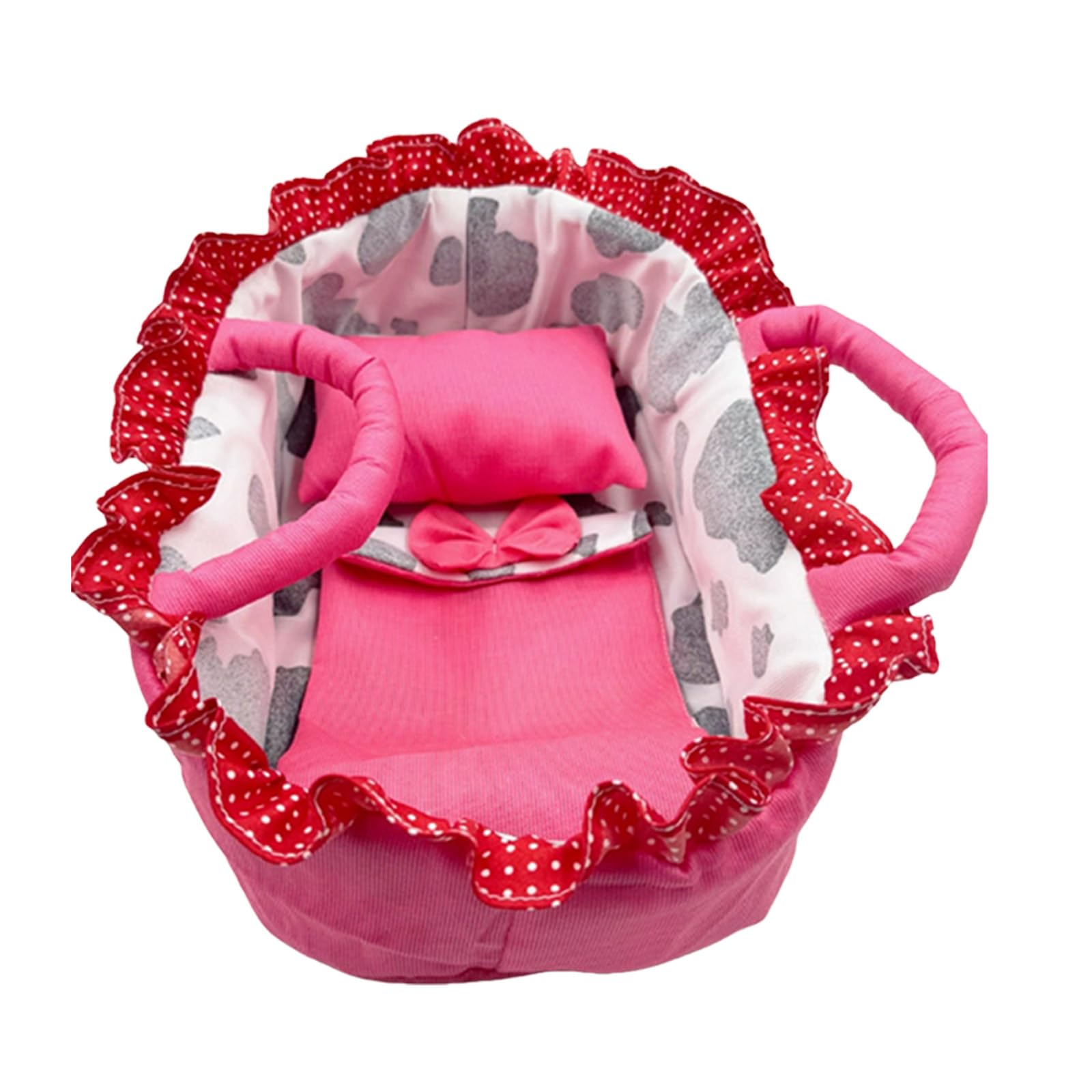 HGENAHGTF Portable Doll Bed for 12 Inch Baby Dolls Comfortable Bedding Polyester Fabric and Handles Imaginative Play Doll Cot