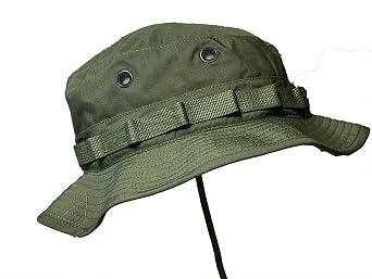 Military Boonie Hat, Solid Patterns, Adjustable Chin Strap, Wide Brim Sun Protection