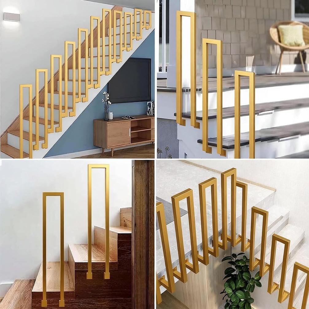 Indoor Stair Railing Adjustable U Shaped Stair Rail Height 35 110cm Outdoor Steps Railing for Garden House Entrance Backyard Safety Durable & Stylish Design