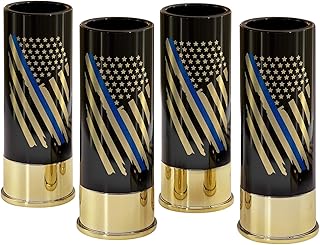 drinking glass- Set of 4 12 GA shot Glass with Two-tone Flag Pattern- for Whiskey, Tequila, Vodka, Beer, Win, Espresso