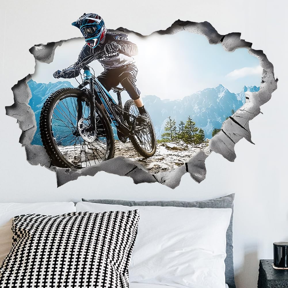 mountainbike wandtattoo SUPERDANT 3D Fahrrad Wandsticker Wandaufkleber Durchbrechen Sie Die Wände Wandbilder Vinyl Wandsticker Für Wohnzimmer Schlafzimmer Kinderzimmer Outdoor Sportliebhaber Baumarkt Style:Gamer Official Sim Racing Gloves EOSS