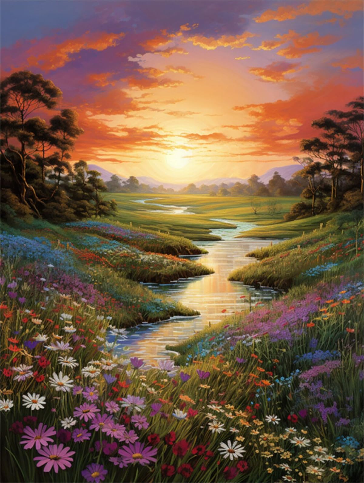 Taxpy 11CT Paisajes Naturales Diy Kit Punto De Cruz Flores De Colores Kits De Patrones De Punto De Cruz,Kit De Bordado Para Adultos Y Principiantes,Juego De Manualidades 80x100cm