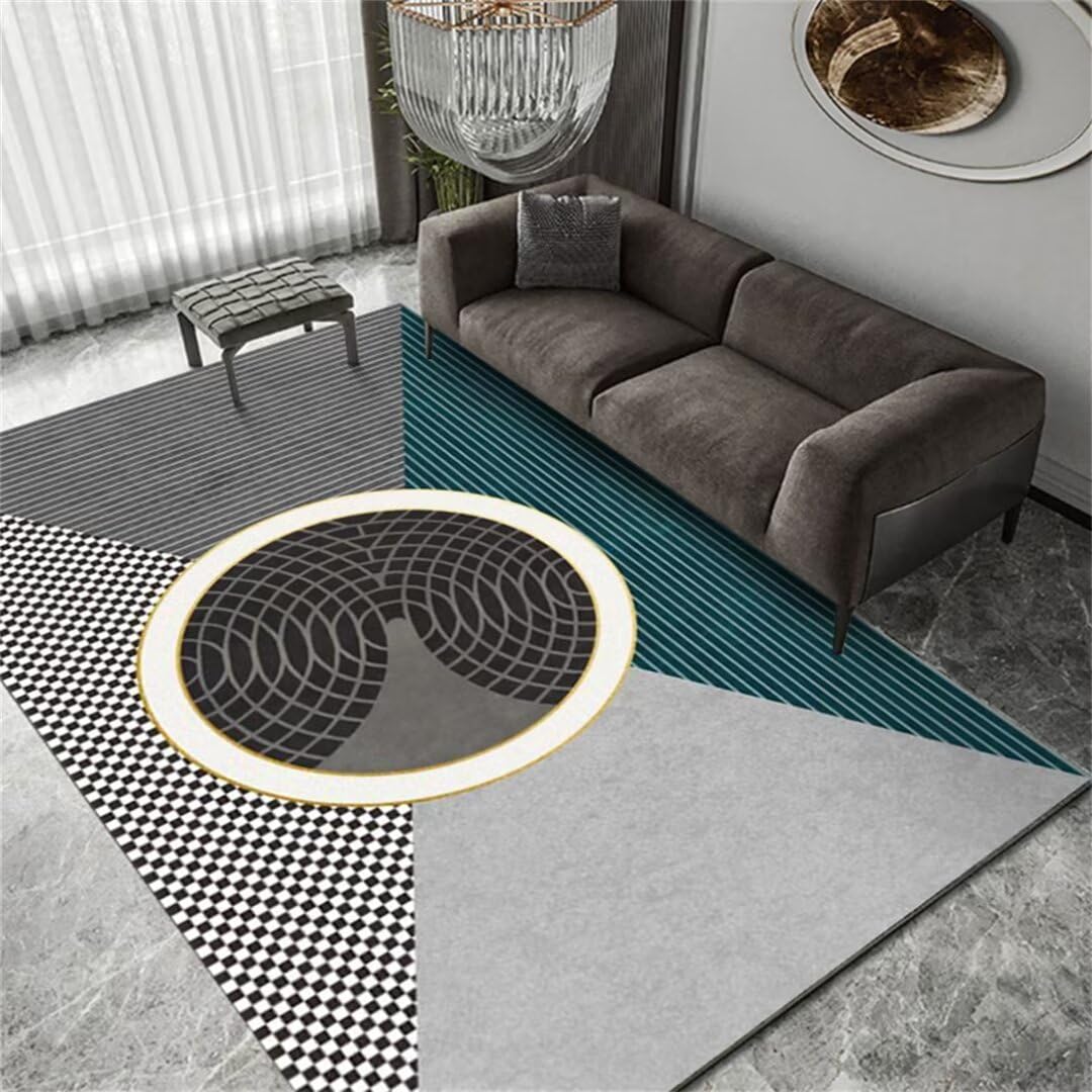 Tapis garçon chambre gris 140x200 cm moderne à poils ras pour salon