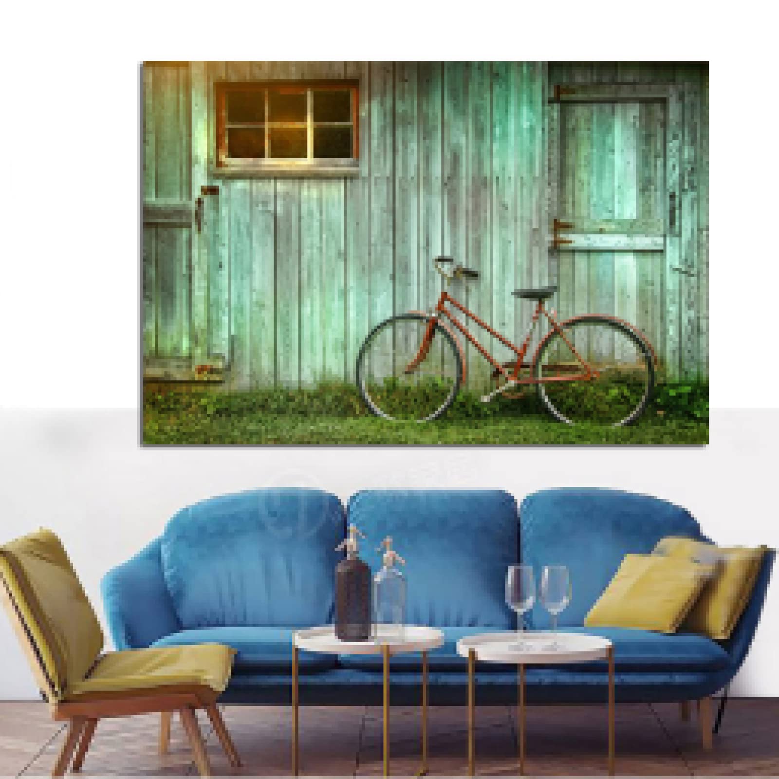 Affiche chalet vélo paysage sur toile 70x100cm déco salon - 8