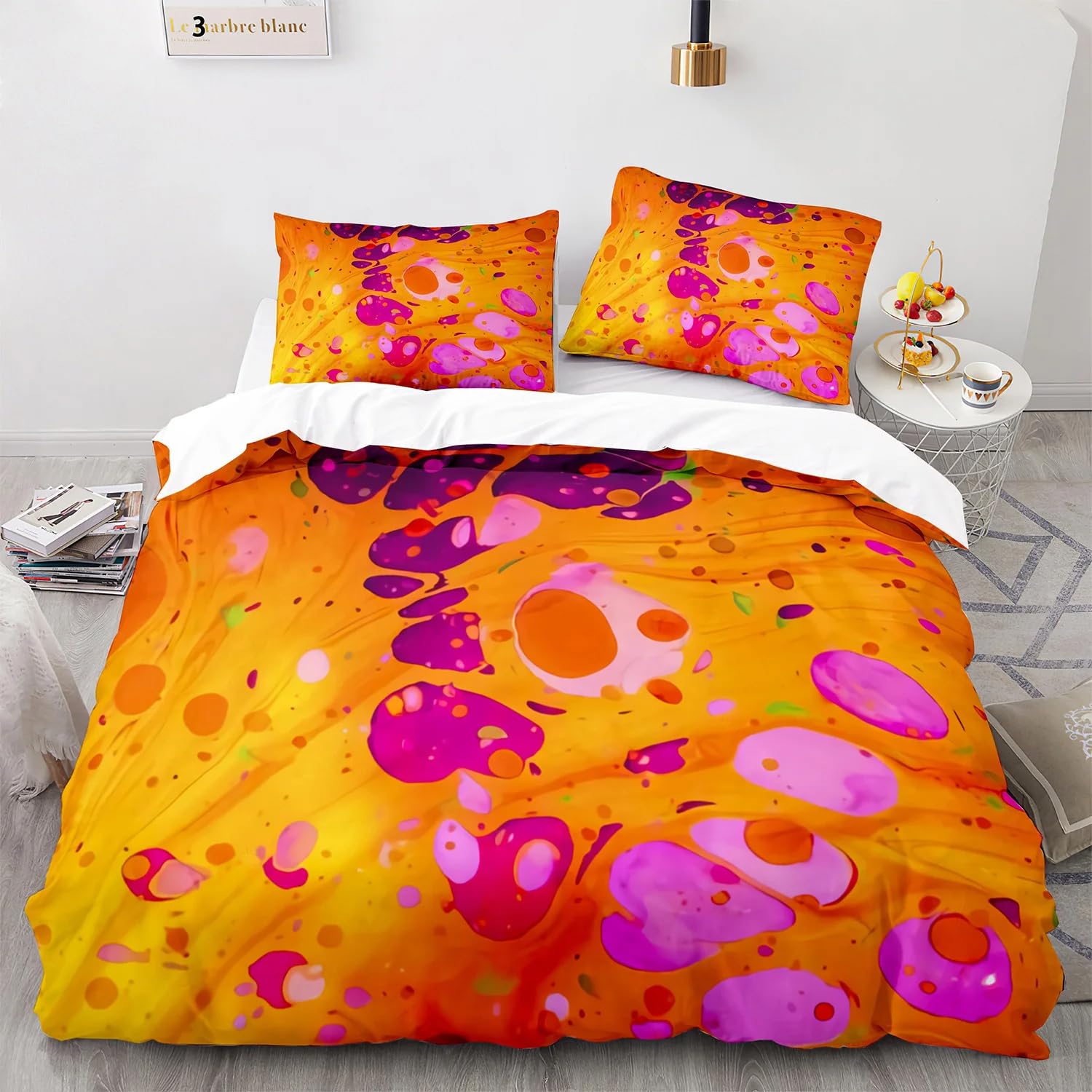 QBIDCSX King Size Duvet Cover Sets Colourful Bedding Set with Zipper Closure Breathable Hypoallergenic Microfiber Quilt Cover 94.5"x 86.6"(240x220 cm) + 2 Pillowcases 19.7"x 29.5"(50x75 cm)