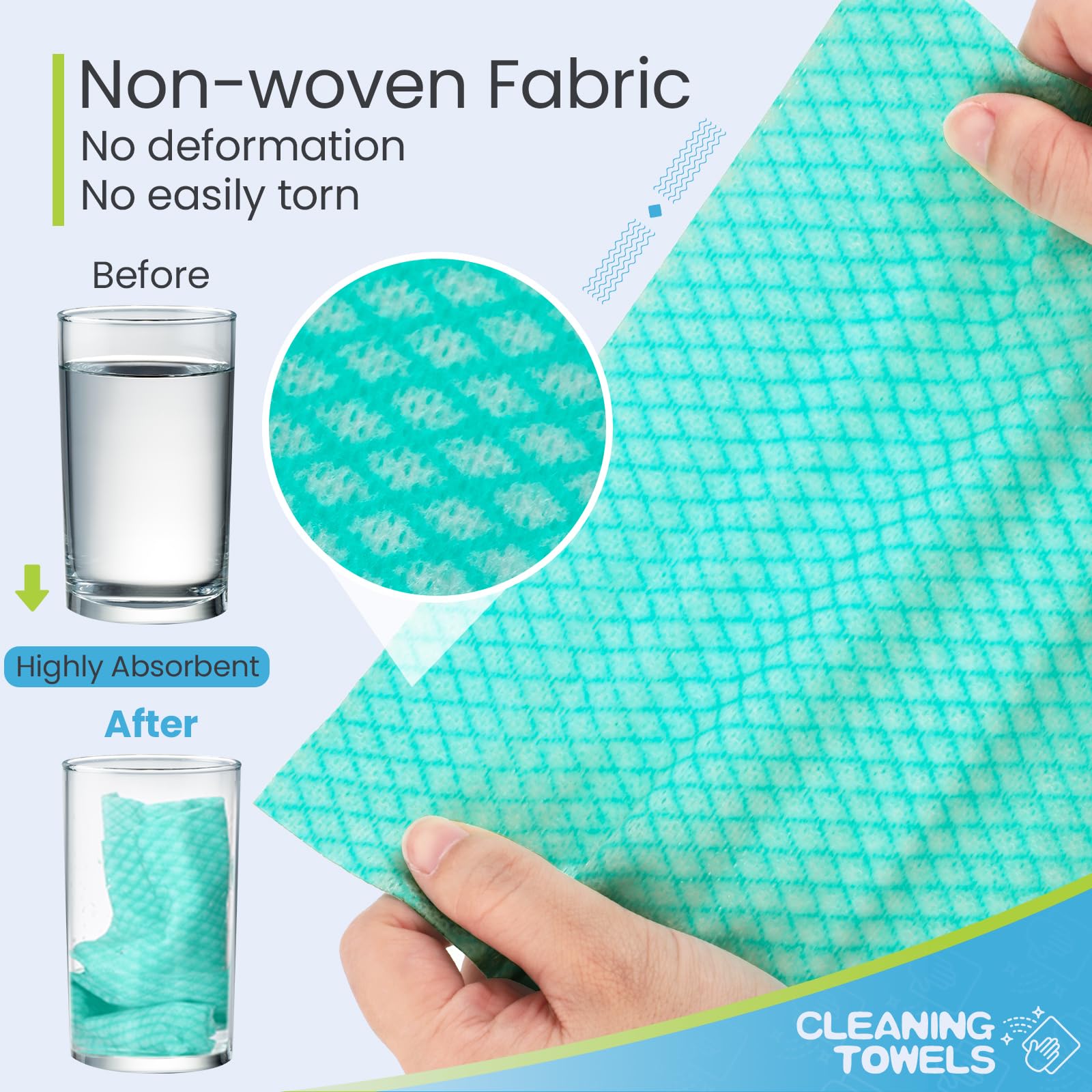 Tioncy 300 paños desechables para cocina, paños de limpieza desechables y toallas prácticas toallitas de limpieza, trapos desechables para cocina y oficina (rojo, verde, azul)