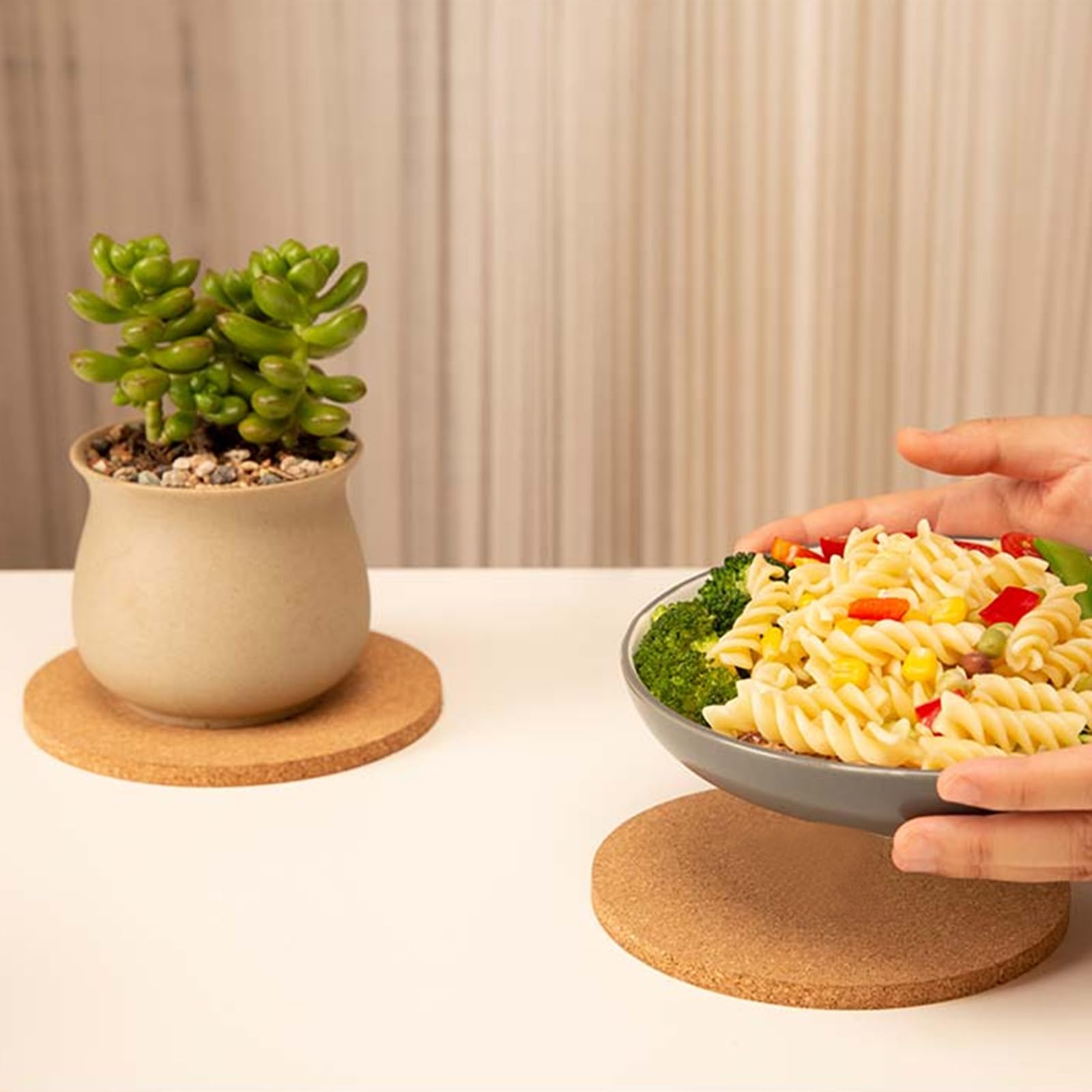 Plats Cuisinés EXLECO Lot De 8 Dessous De Plat Ronds En Liège De 20 Cm Pour Casseroles, Poêles Casserole 20 Cm