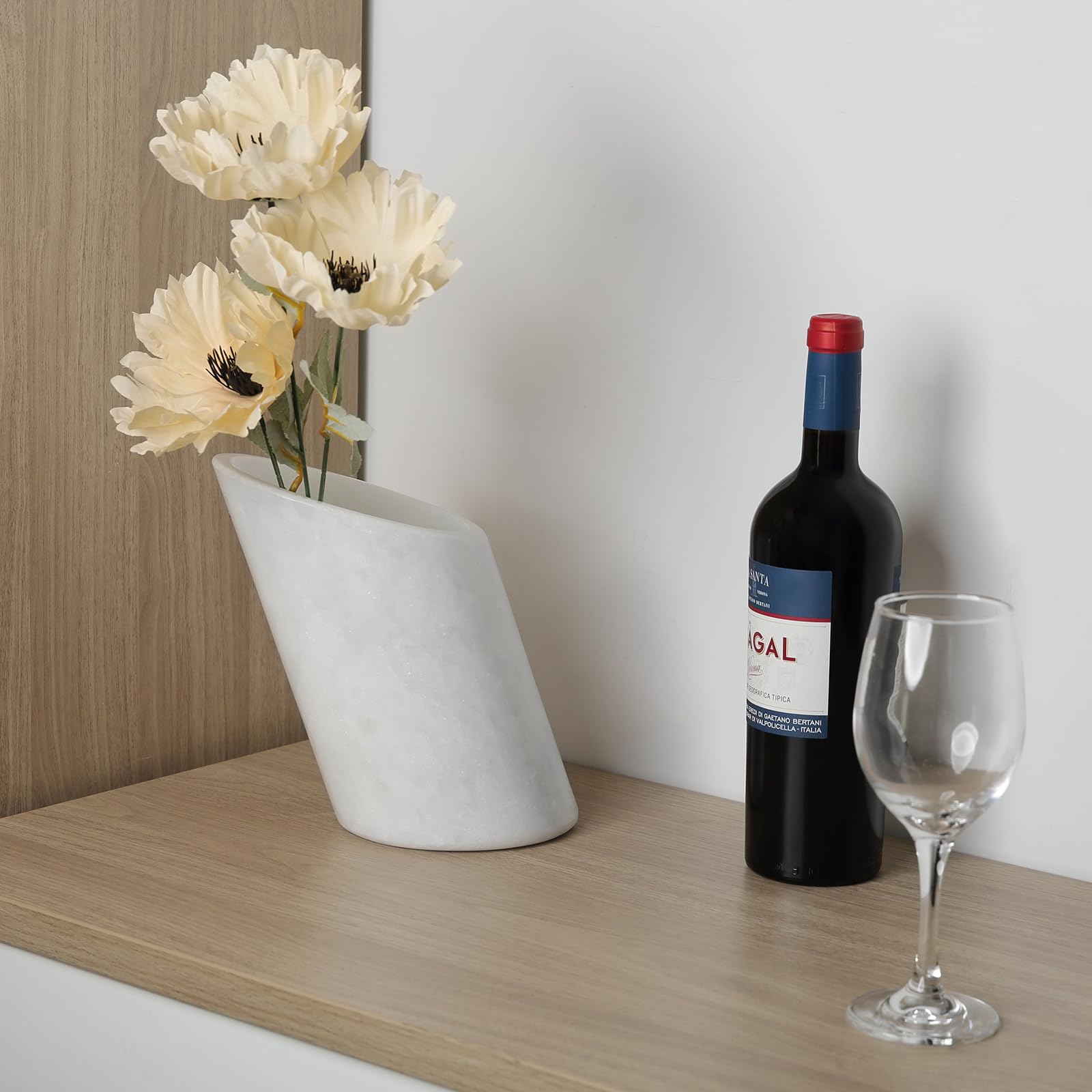 Enfriador de botellas de vino de mármol, enfriador portátil de mesa para champán para cóctel, fiesta, cena, oblicuo