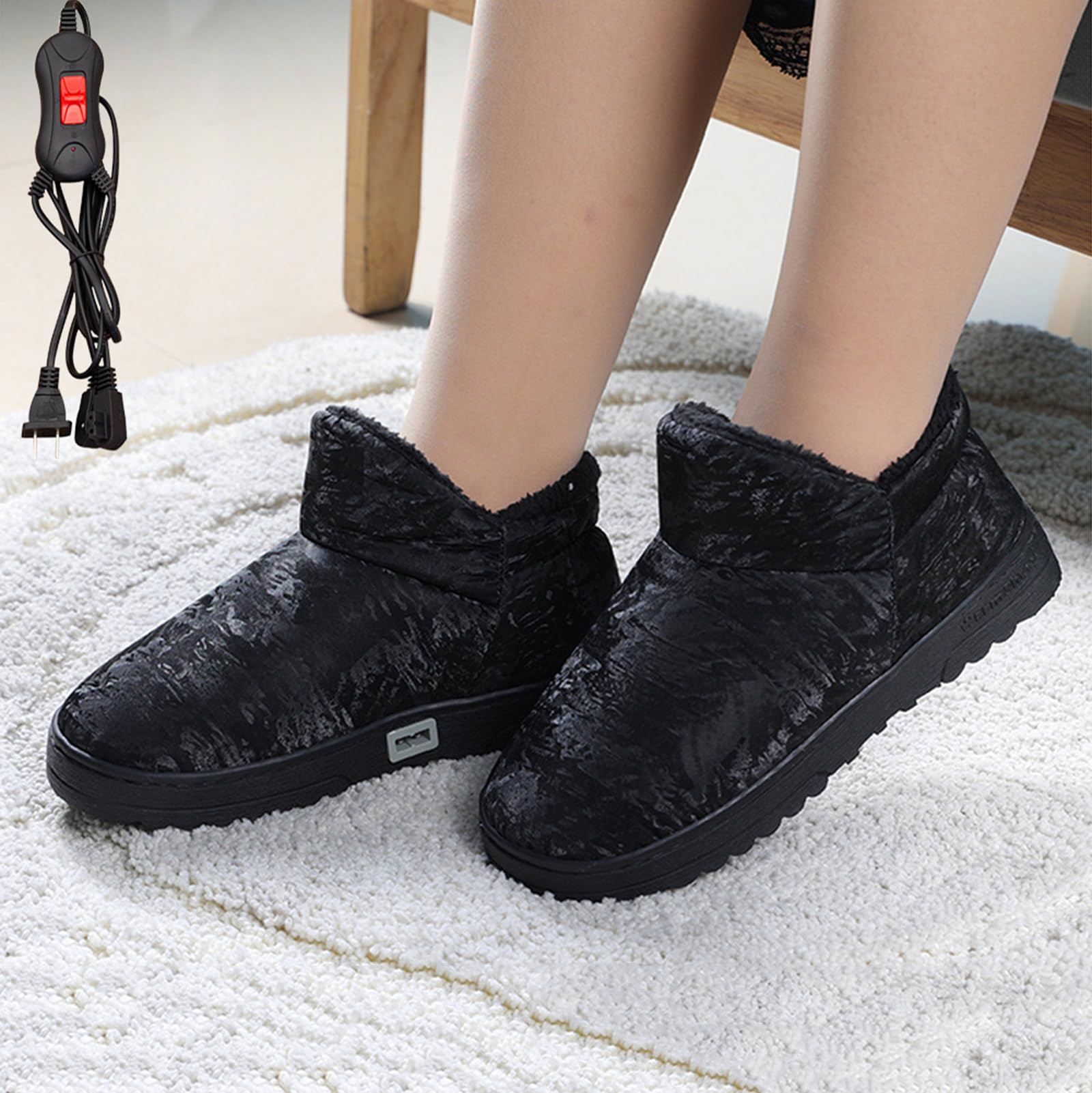 Scaldapiedi Elettrico Comodo E Morbido Pantofole Riscaldate di Peluche per Interni Ed Esterni Lavabile Pantofole Riscaldanti Elettriche per Uomo E Donna,B,40/42