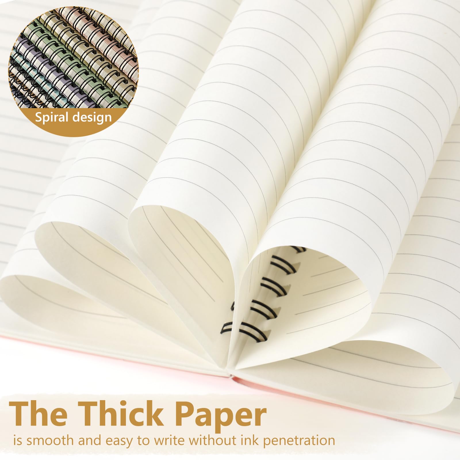Fuutreo 24 cuadernos en espiral para el trabajo, A5, 8.3 x 5.7 pulgadas, cuaderno de espiral con rayas universitarias, cubierta de papel kraft, 12 colores, 60 hojas, 120 páginas para suministros