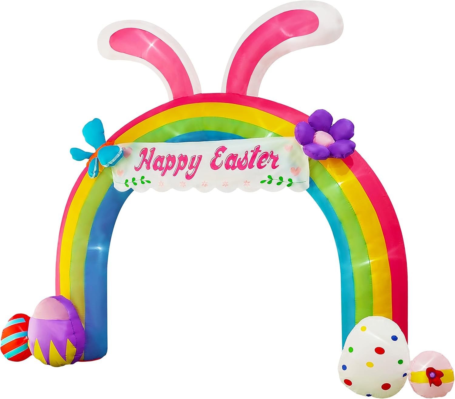 12ft Eeaster Inflatable Archway Decors with Built-in LED Easter Bunny Easter Eggs Archway for Easter Day/Outdoor/Yard/Lawn/Patio/Garden