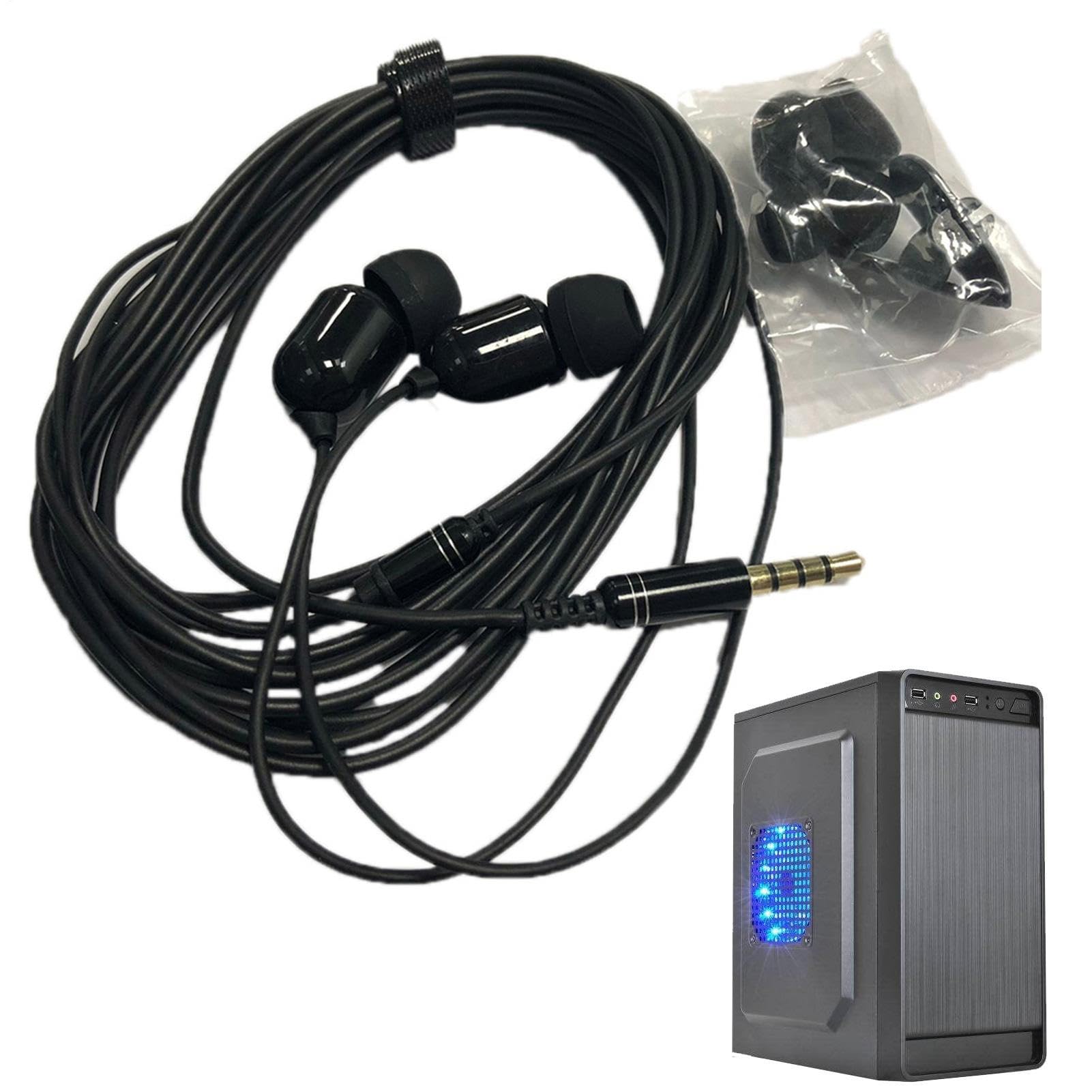 Extra Long Earbuds - 3-meter Wired In Ear Headphones with Microphone | Extended Tangle-Free Cord with Audio & Controller for Live Streamer, PC, Laptops and Studio Monitoring