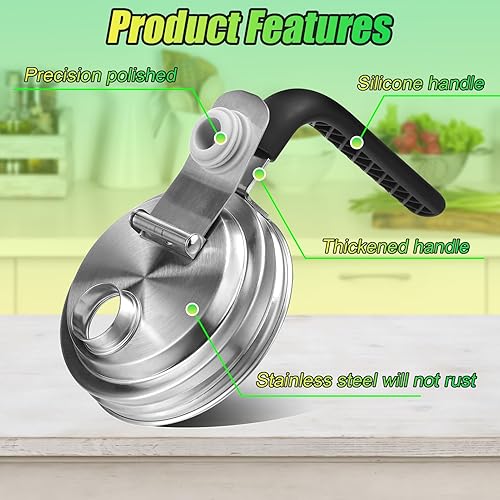 Miniatura 9 de Tapa de boquilla de acero inoxidable con asa, tapa abatible de boca ancha para frascos masón, cubierta de sello a prueba de fugas hermética para