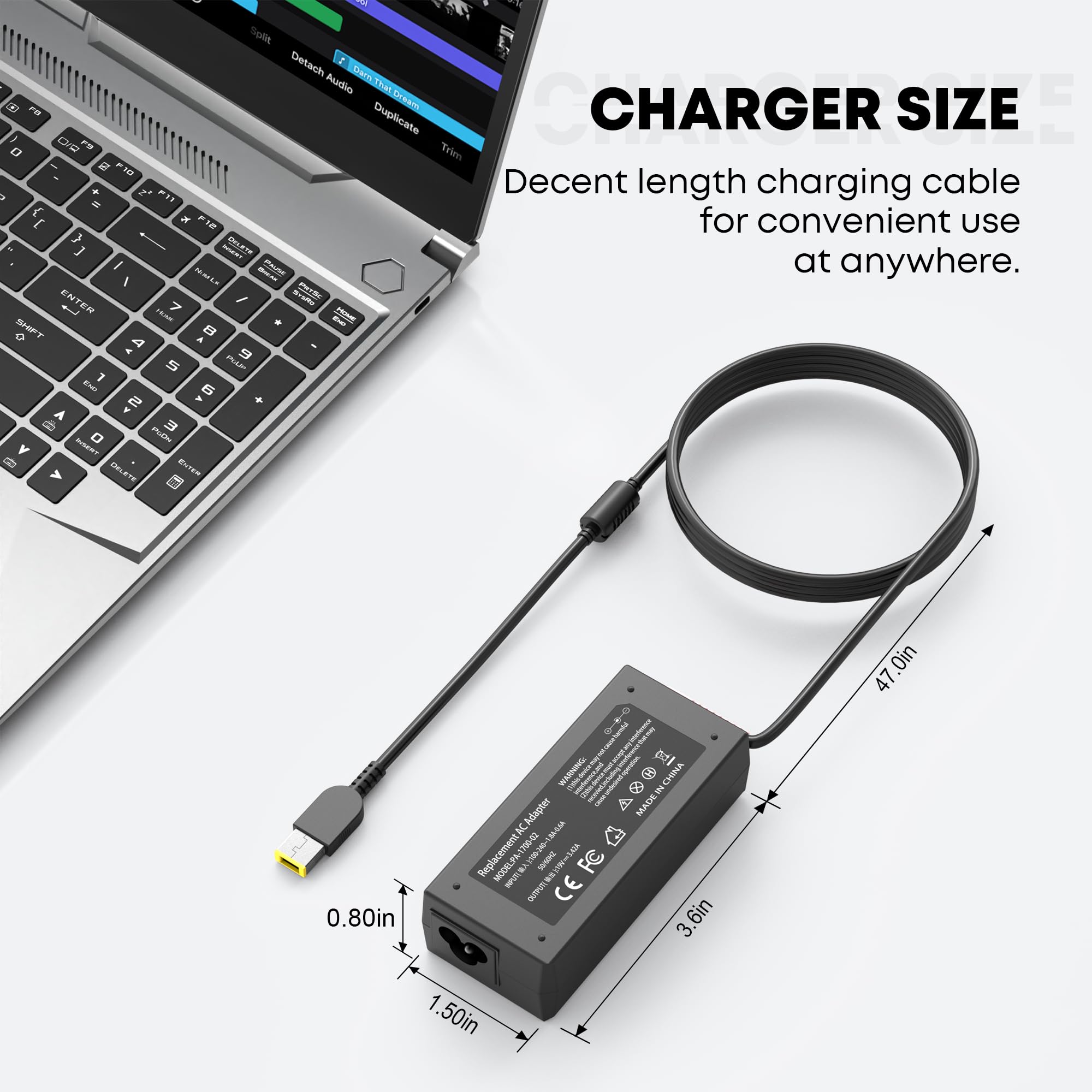WZXHU 65W Slim Tip Laptop Charger for Lenovo ThinkPad T460 T470 T470S T440S — Amazon image 5