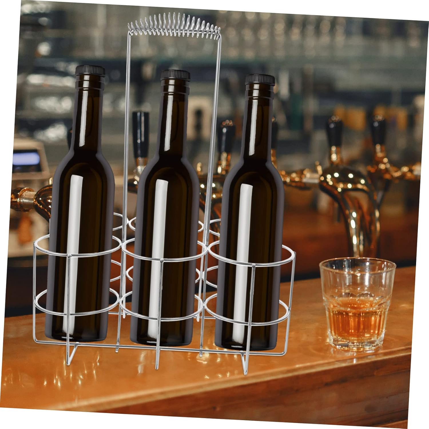 Unomor Metal Beer Bottle Carrier Beer Bottle Storage Basket Handheld Rack Wine Holder BBQ Accessory Bar Supply Ktv Storage Rack