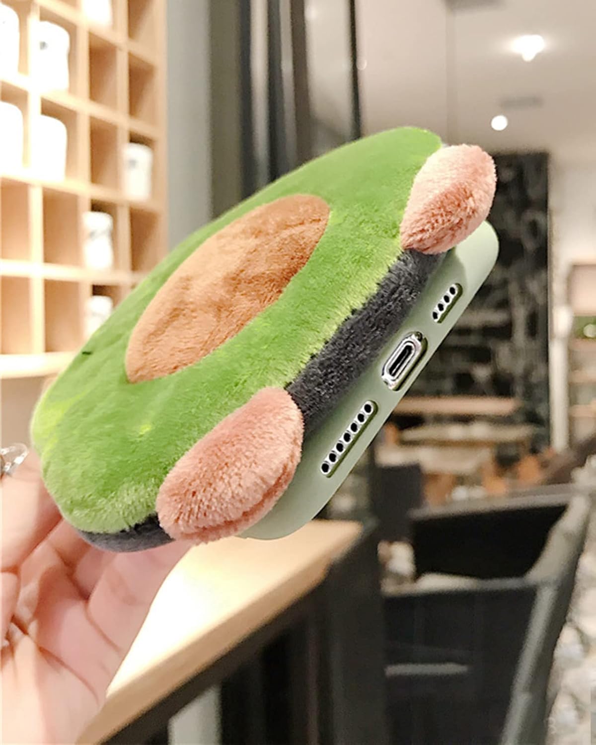 SGVAHY Fluffy Wallet Case Compaible with iPhone 6 / 6s, Cute Catoon Avocado Cion Purse with Long Strap Rope Ultra-Thin Soft Silicoen Case Shockproof Protective Case (Avocado, iPhone 6 / 6s)