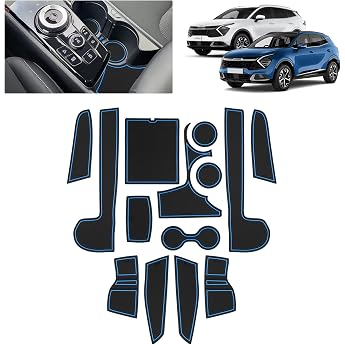 Car Non-Slip Mats for Kia Sportage NQ5 2022 2023 2024 2025 Faithful Rubber Mat for Centre Console Cup Holder & Door Recesses Suitable for Kia Sportage Automatico Blue