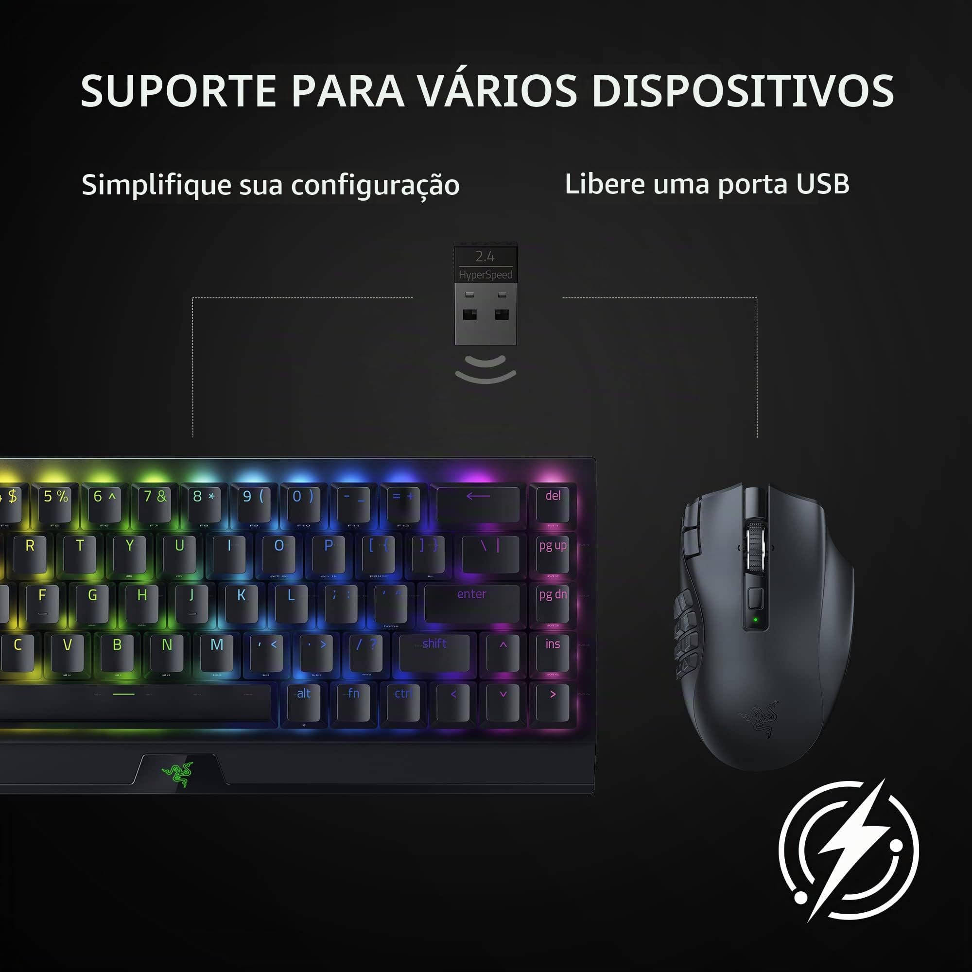 Razer Mouse para jogos MMO sem fio Naga V2 HyperSpeed: 19 botões