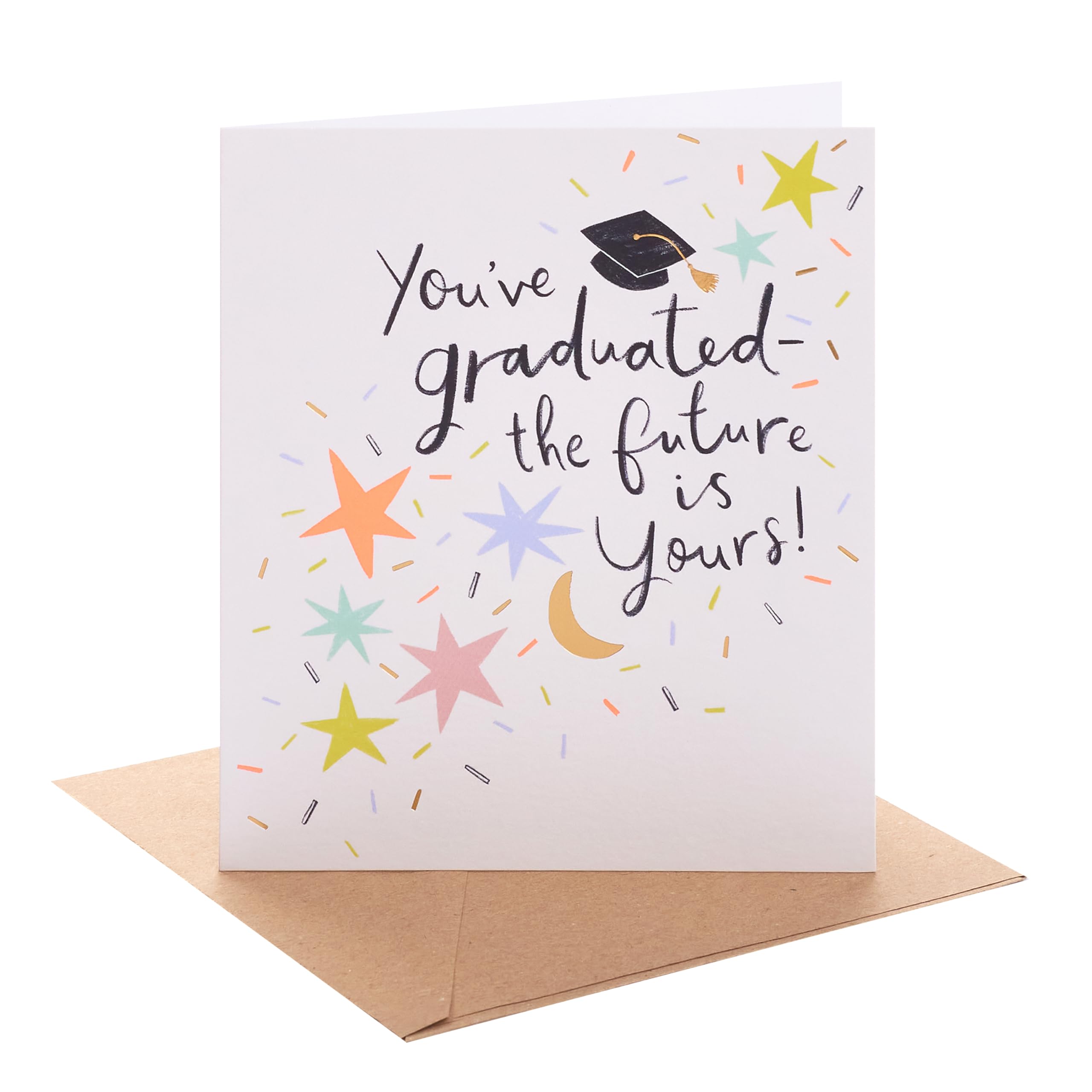 UK Greetings | Congratulations Card for Graduation | Congratulations/Proud of You | Her/Him | Moon and Stars Design | With Envelope | 13.7 x 15.9 cm