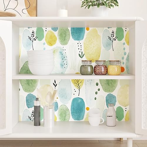 Vista 8 de Papel tapiz abstracto azul para despegar y pegar, papel de contacto geométrico, papel tapiz bohemio para baño, papel de pared autoadhesivo extraíble