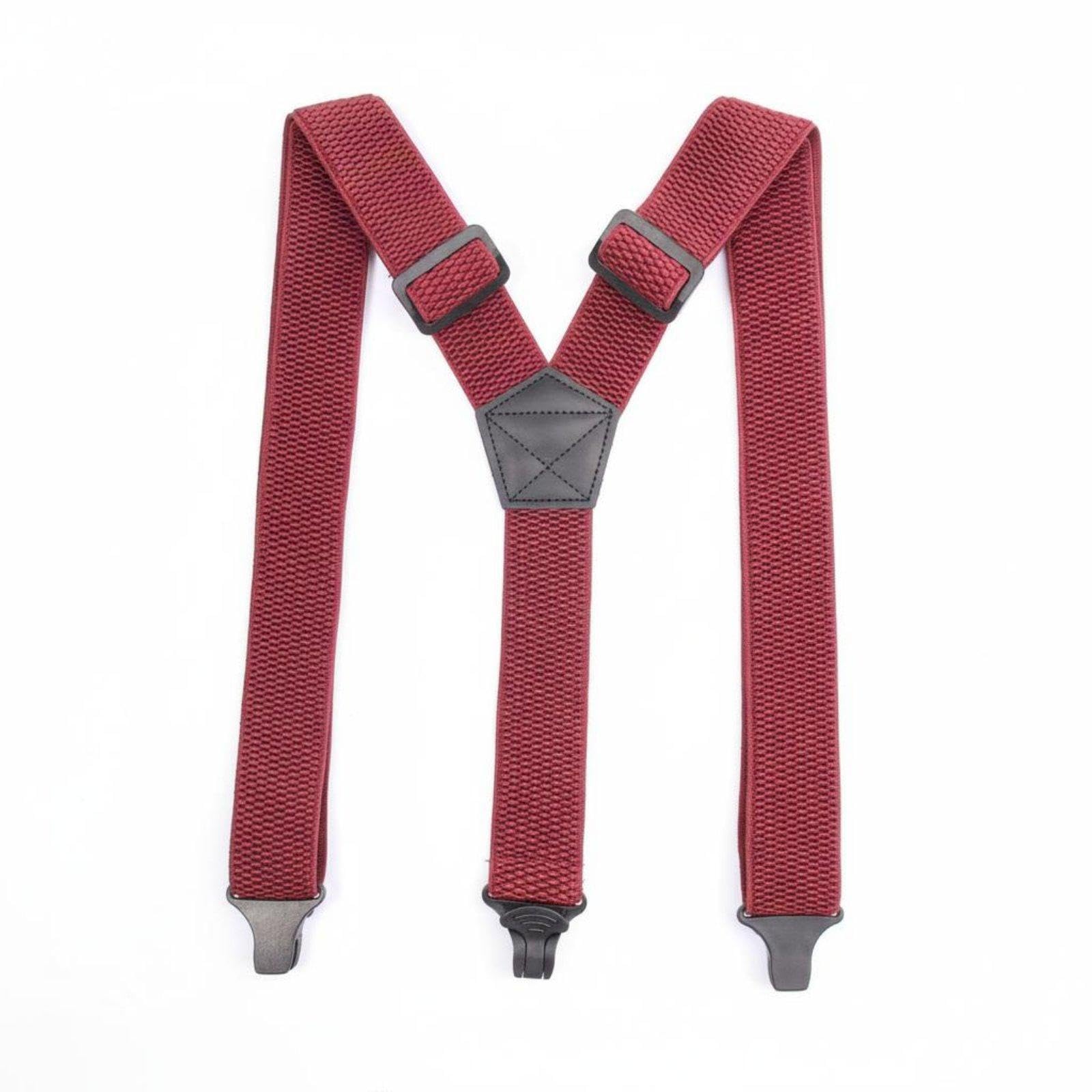 Elastic Suspenders with 3 Clips Full-Day Comfort Outdoor Hiking Suspenders for Hikers, Workers Dark Red|Clothing Shoes & Accessories|Mens Accessories|Suspenders Braces-image-9