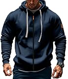 MakingDa Męska bluza z kapturem z długim rękawem sweter zapinana na zamek kieszeń z mankietami bluza z kapturem polar slim fit na co dzień zimowe bluzy z kapturem