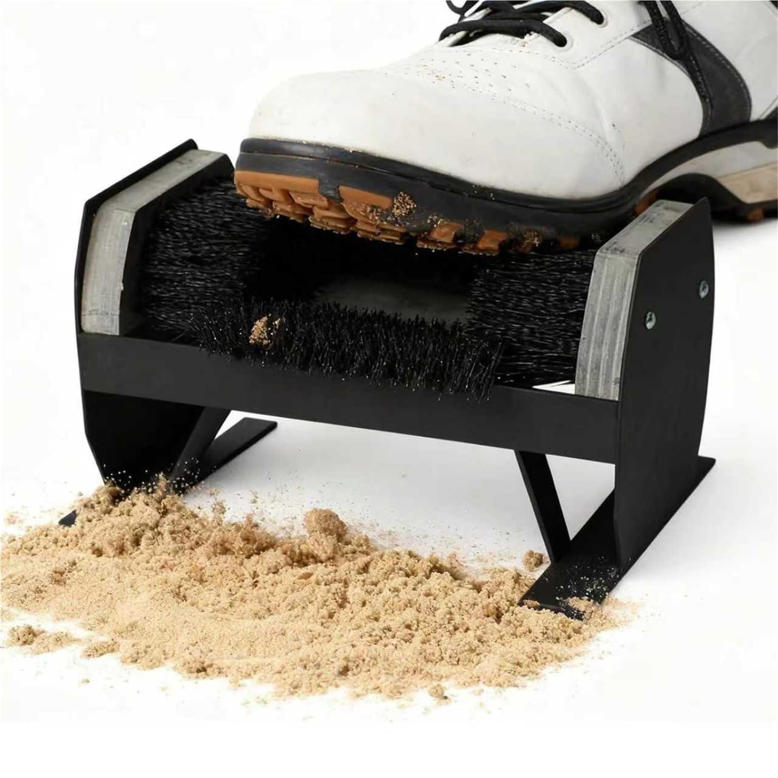 Rascador de botas, cepillo de zapatos para exteriores, marco de metal, herramienta de limpieza rápida para puertas delanteras, casas de campo, jardines, diseño de montaje en suelo, no requiere
