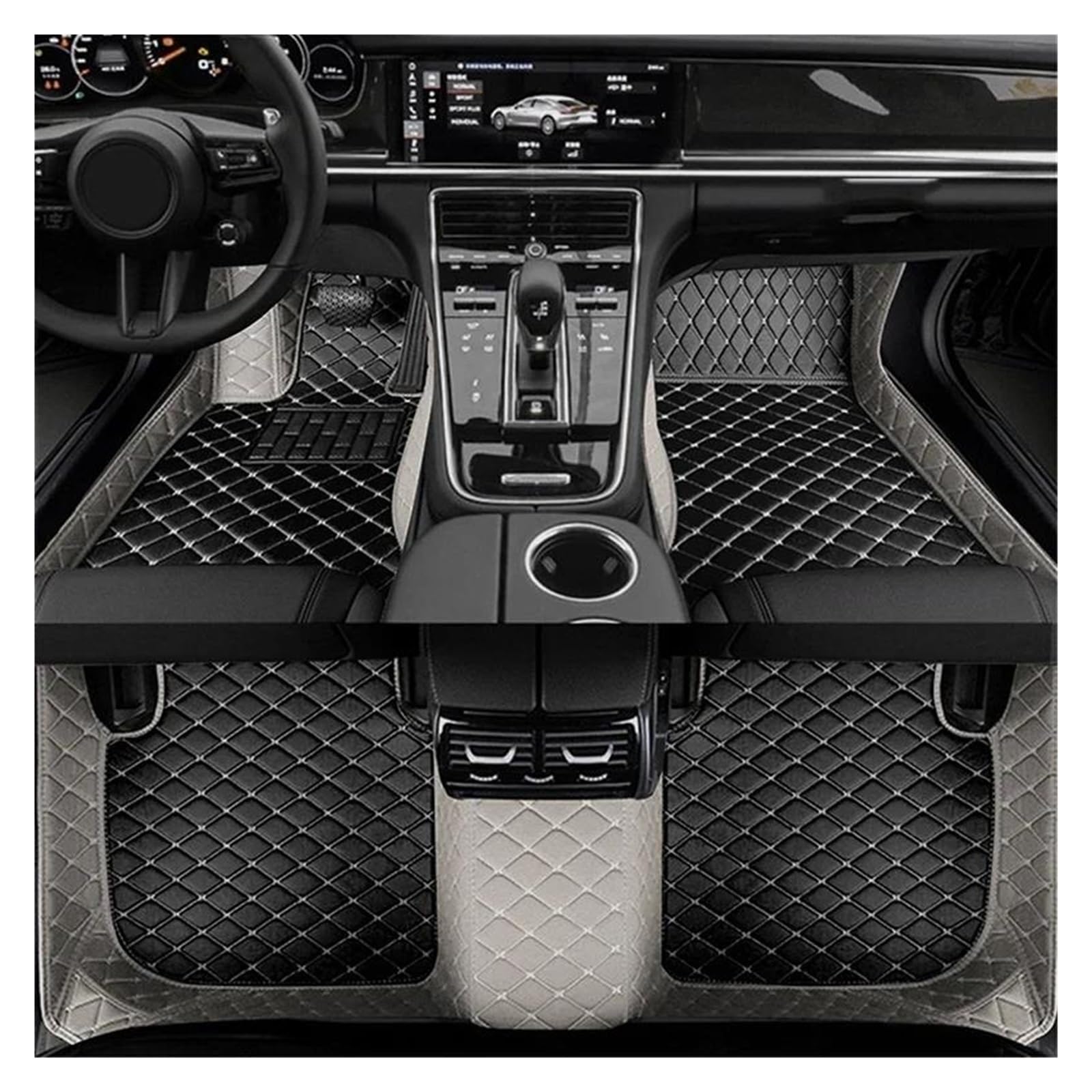 Alfombrillas Coche Alfombrillas Coche para Mazda para CX-5 2011 2012 2013 2014 2015 Kit Completo Alfombrillas Cuero Impermeables Accesorios Coche talonera Goma(3pc Black Grey)