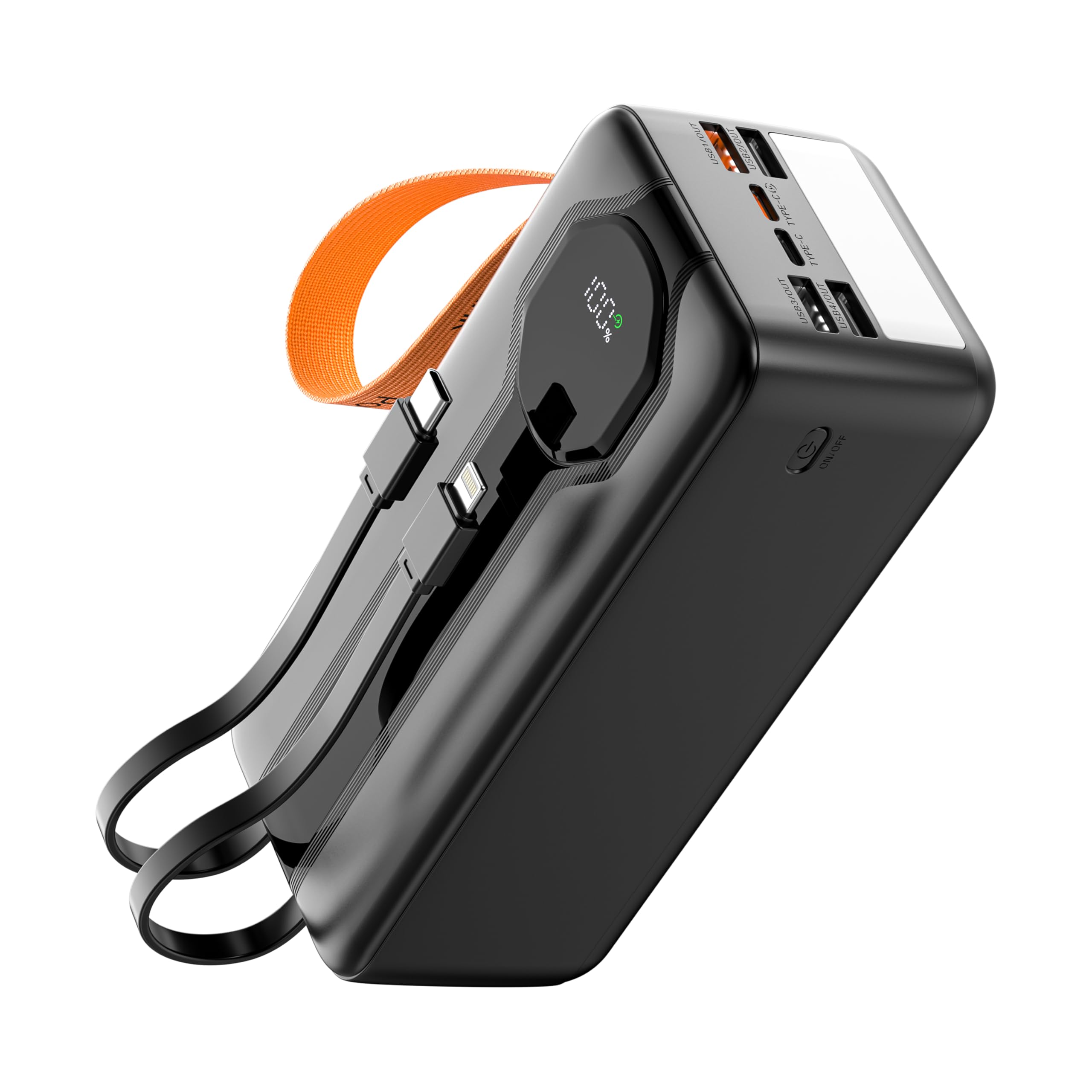 High Capacity 80000mAh Power Bank with Built-in Cable, LED Display