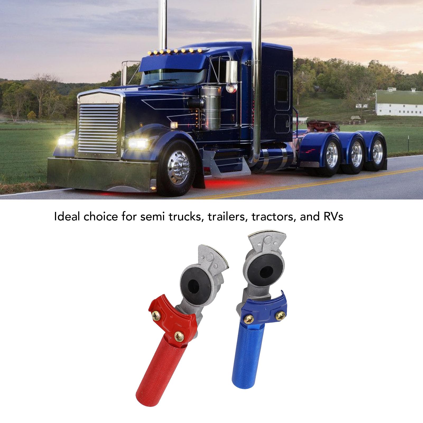 dsheng Glad Hands Grips Lot de 2, Kit de Poignées D'extension Gladhand Haute Résistance, Couplage de Frein à Air, Poignée de Main Glad Hands Set Rouge et Noir anodisé pour Semi-Camion RV